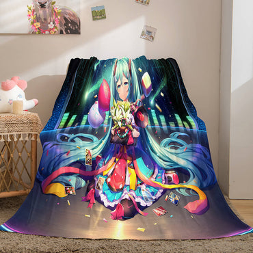 Hatsune Miku Cosplay Flannel Blanket Throw (Online Order Only)