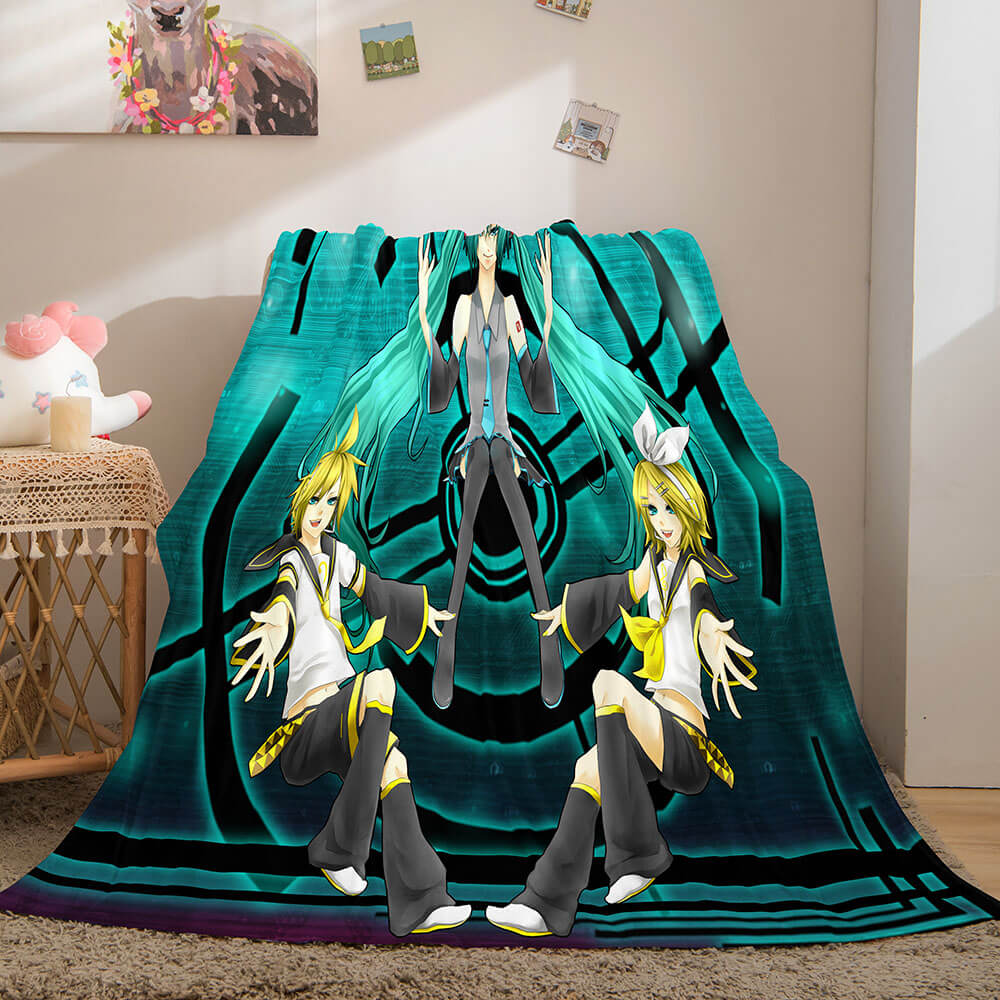 Hatsune Miku Cosplay Flannel Blanket Throw Soft Plush Bedding Sets (Online Order Only)