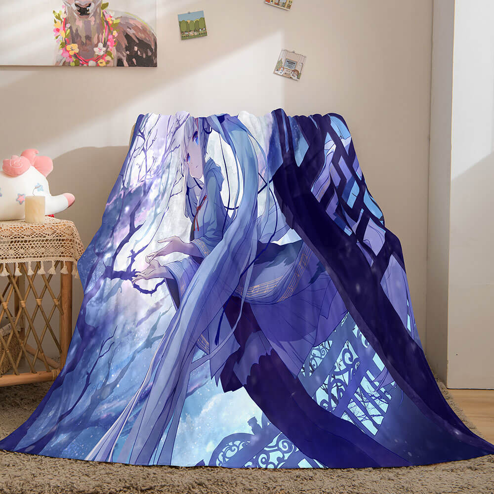 Hatsune Miku Cosplay Flannel Blanket Throw Soft Plush Bedding Sets (Online Order Only)