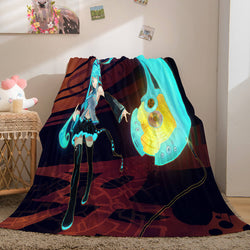 Hatsune Miku Cosplay Flannel Blanket Throw Soft Plush Bedding Sets (Online Order Only)