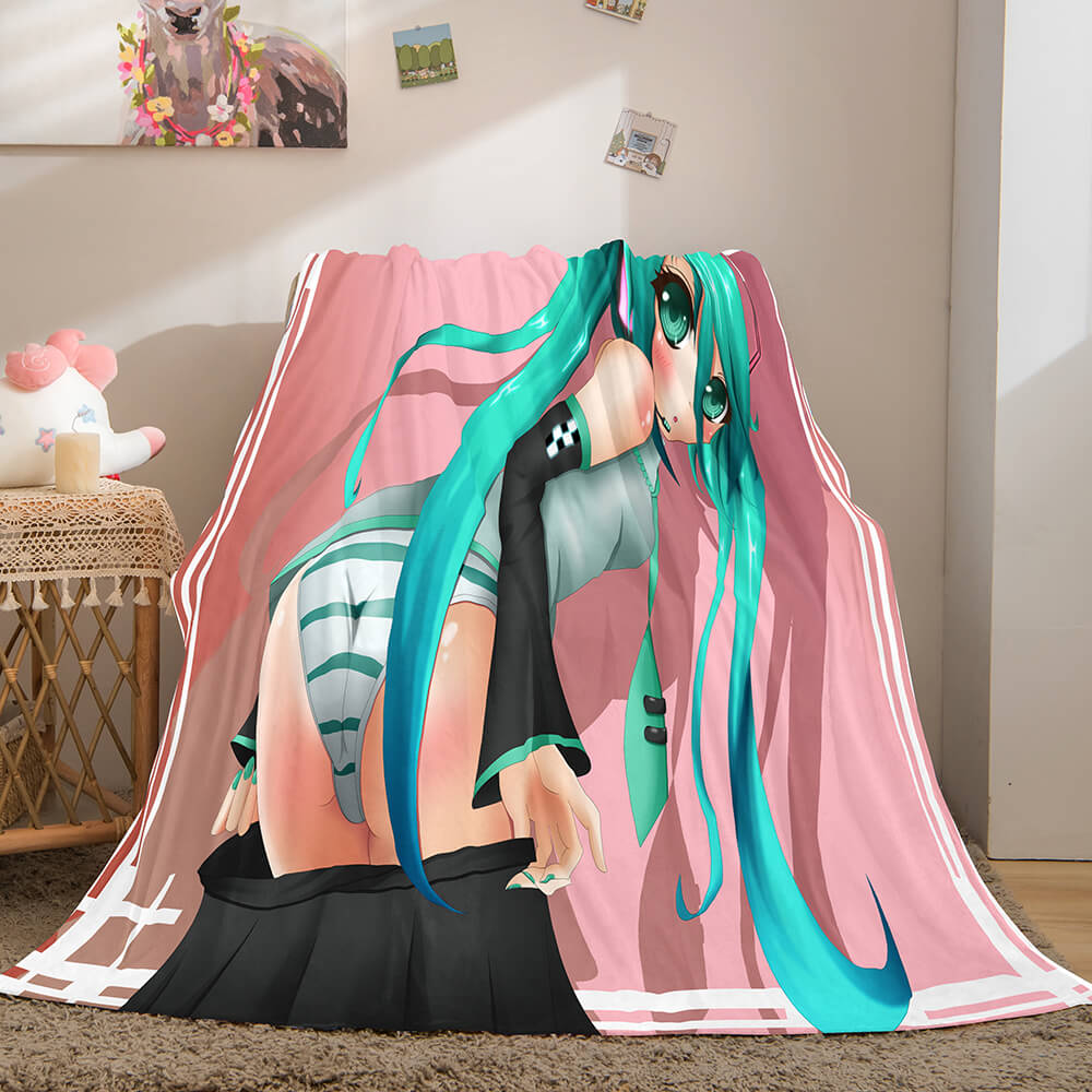 Hatsune Miku Cosplay Flannel Blanket Throw Soft Plush Bedding Sets (Online Order Only)