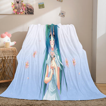 Hatsune Miku Cosplay Flannel Blanket Throw Soft Plush Bedding Sets (Online Order Only)