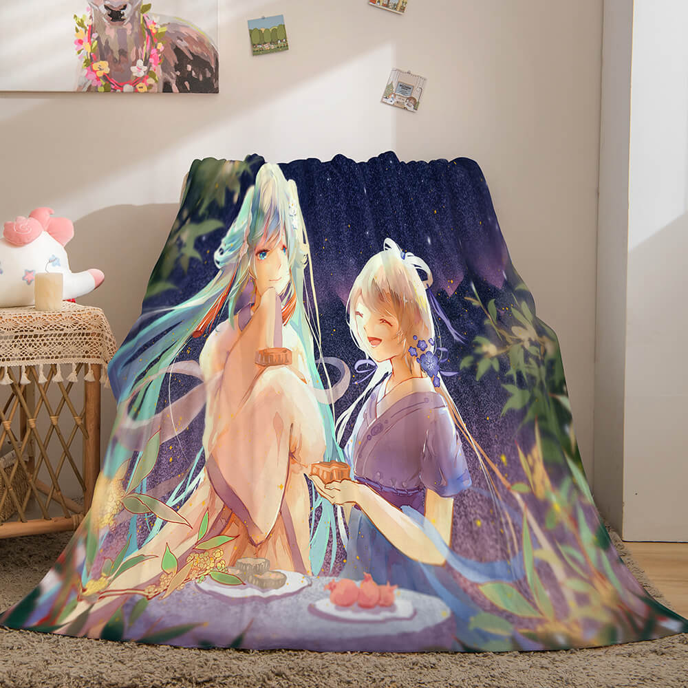 Hatsune Miku Cosplay Flannel Blanket Throw Soft Plush Bedding Sets (Online Order Only)