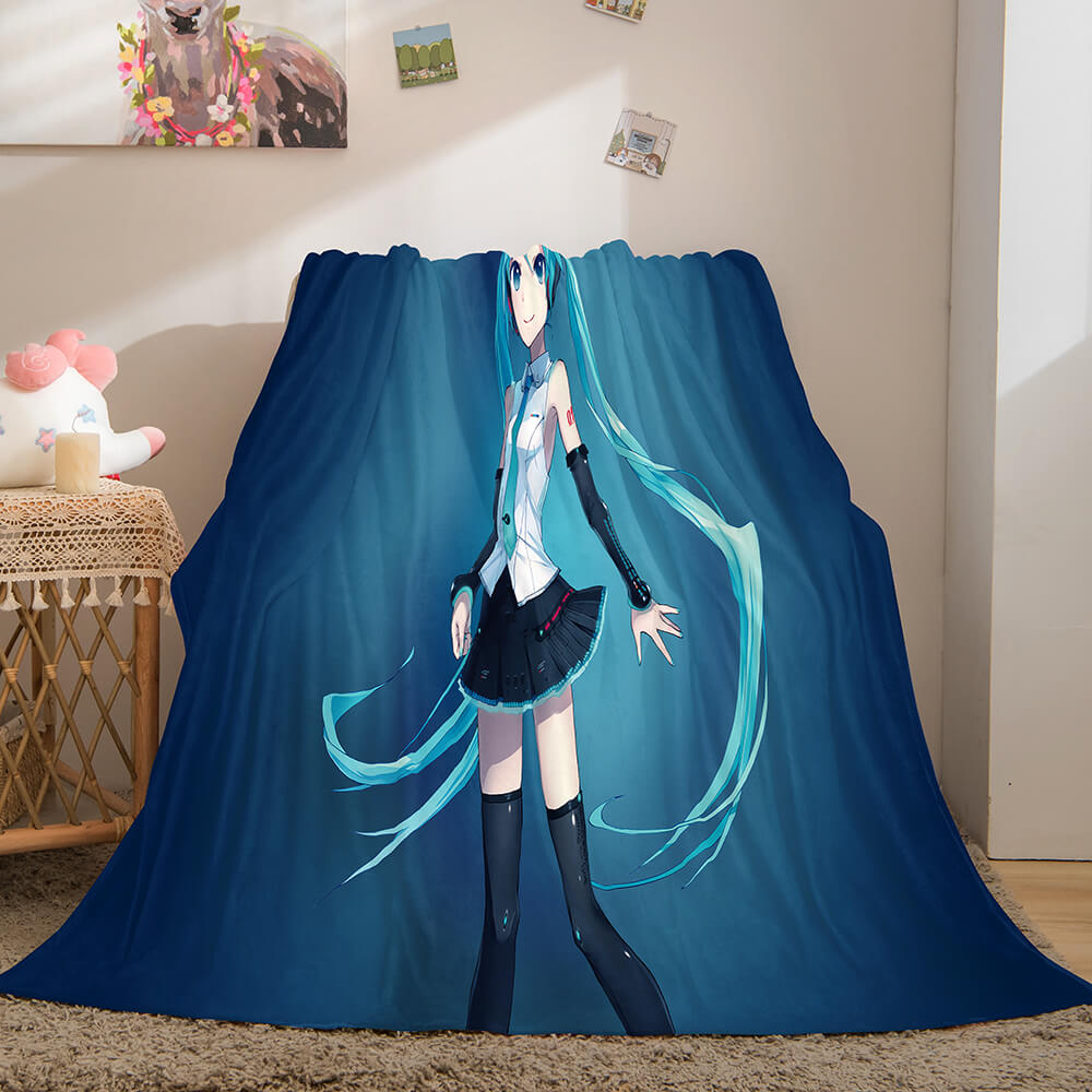 Hatsune Miku Cosplay Flannel Blanket Throw Soft Plush Bedding Sets (Online Order Only)