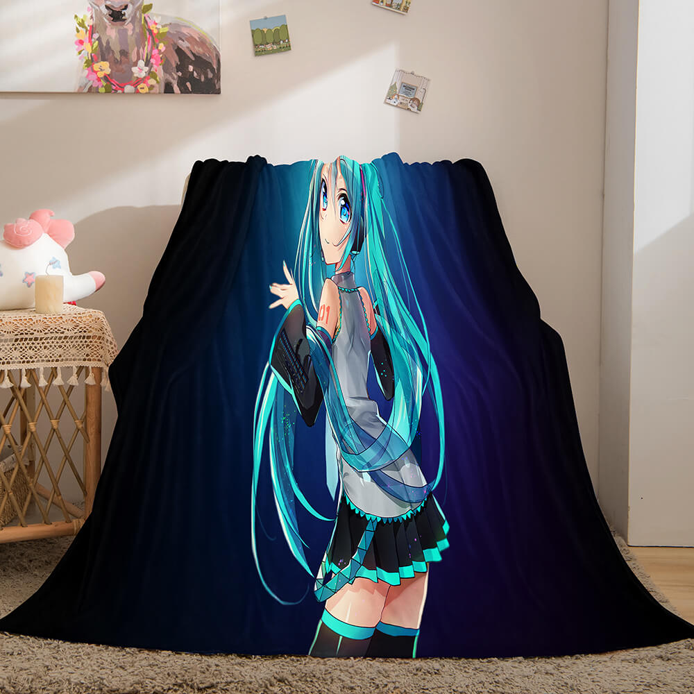 Hatsune Miku Cosplay Flannel Blanket Throw Soft Plush Bedding Sets (Online Order Only)