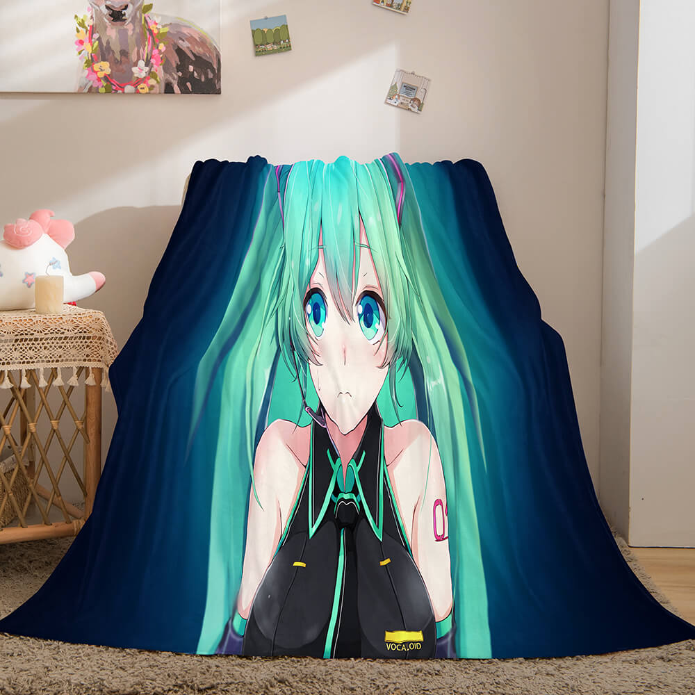 Hatsune Miku Cosplay Flannel Blanket Throw Soft Plush Bedding Sets (Online Order Only)