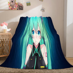 Hatsune Miku Cosplay Flannel Blanket Throw Soft Plush Bedding Sets (Online Order Only)