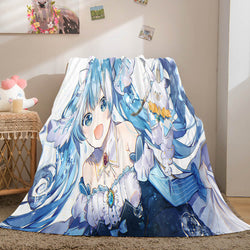 Hatsune Miku Cosplay Flannel Blanket Throw Soft Plush Bedding Sets (Online Order Only)