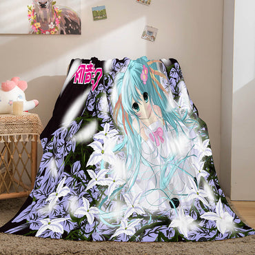 Hatsune Miku Cosplay Flannel Blanket Throw Soft Warm Plush Bed Sets (Online Order Only)