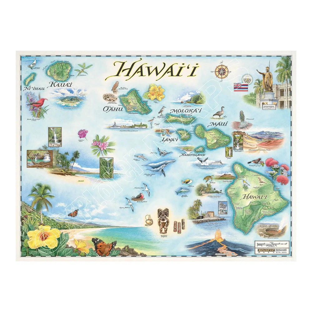 Hawaii 1000 Piece Jigsaw Puzzle Xplorer Maps (ONLINE ORDER ONLY)