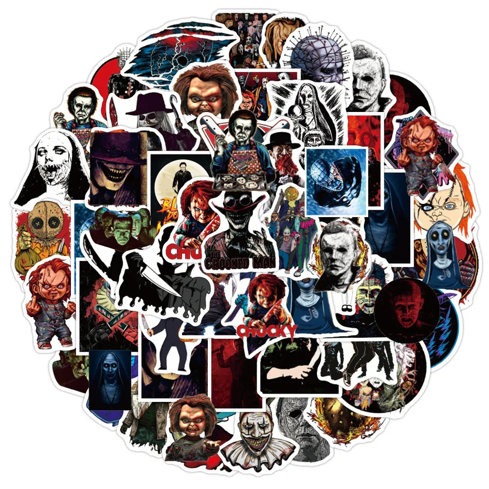 Horror Movie Stickers Decals Skateboard Guitar Suitcase Motorcycle DIY Cartoon Kid Gift (ONLINE ORDER ONLY)