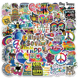 Retro Hippie Stickers Pack - Waterproof Decals for Motorcycle, Laptop, Luggage, Skateboard, DIY Toy (ONLINE ORDER ONLY)