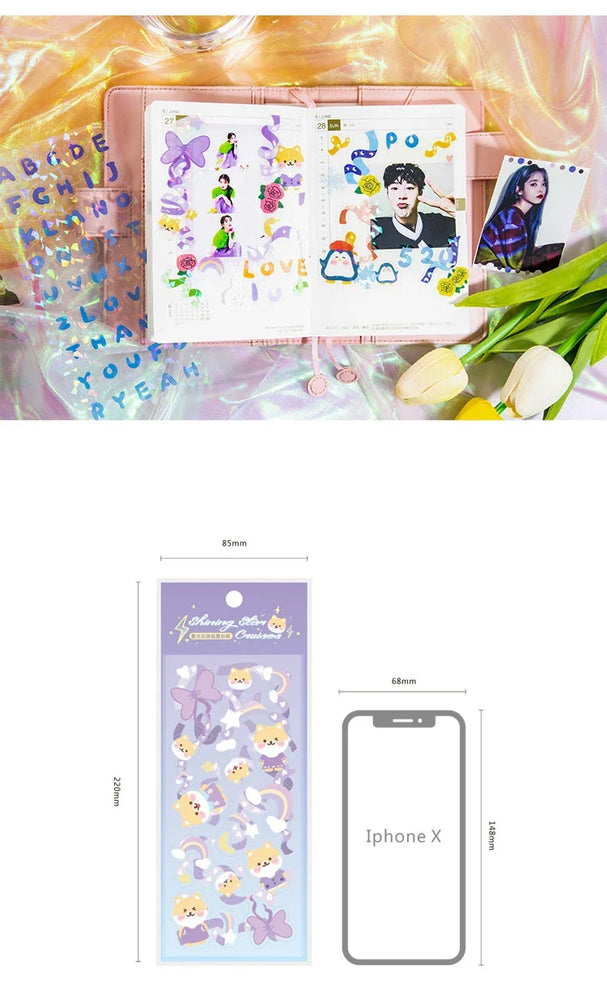 4 Sheets Star Cruise Series Sticker Cute Animals Scrapbooking Decorative Sticker DIY Diary Album Stick Label Kawaii Stationery (ONLINE ORDER ONLY)