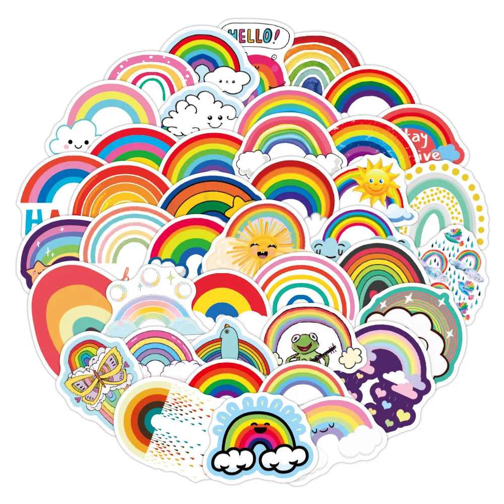 Rainbow Bridge Cartoon Waterproof Stickers - Skateboard, Fridge, Motorcycle, Luggage, Graffiti Decals (10/30/50PCS) (ONLINE ORDER ONLY)