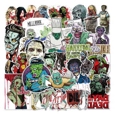 10/30/50PCS Horror Skull Zombie Stickers Skateboard DIY Guitar Laptop Motorcycle Car Cool Graffiti Terror Decal Sticker for Kids (Online Order Only)