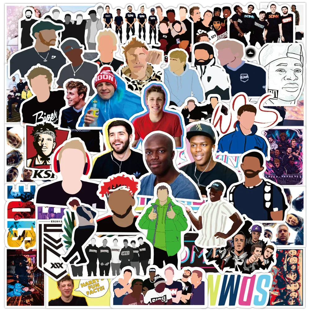 Sidemen Stickers Pack: Guitar, Laptop, Skateboard, Luggage, Bike, Graffiti, Kids Toys (10/30/50pcs) (ONLINE ORDER ONLY)