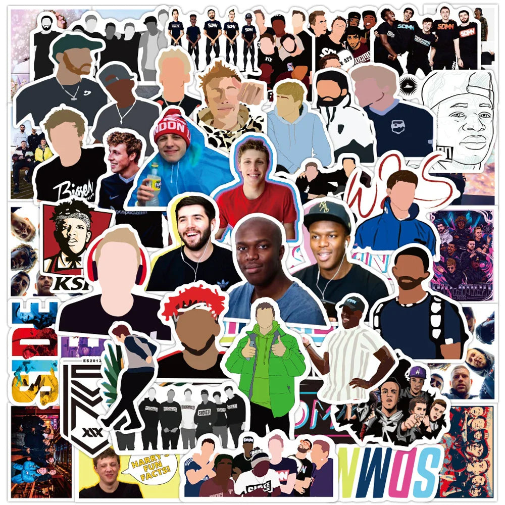 Sidemen Stickers Pack: Guitar, Laptop, Skateboard, Luggage, Bike, Graffiti, Kids Toys (10/30/50pcs) (ONLINE ORDER ONLY)