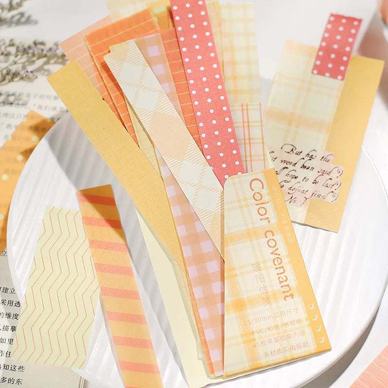 45Pcs/lot Retro Lattice wave point long stickers Scrapbooking Decorative Sticker DIY Diary Album Stick Label Kawaii Stationery (ONLINE ORDER ONLY)