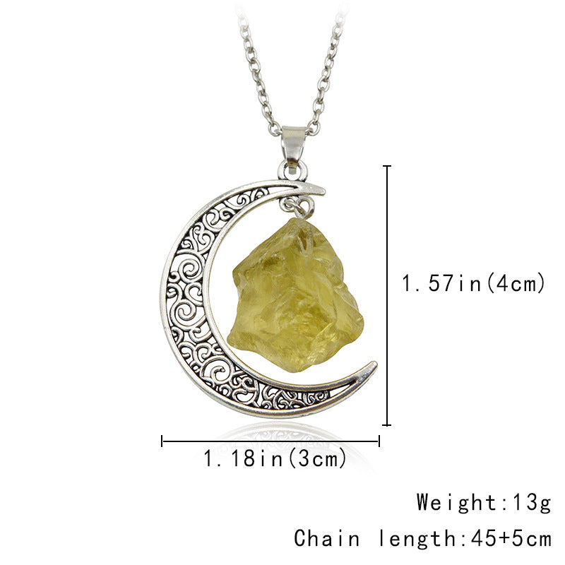 Amethyst Gold Metal Crescent Moon Necklace Pendant (Online Only)