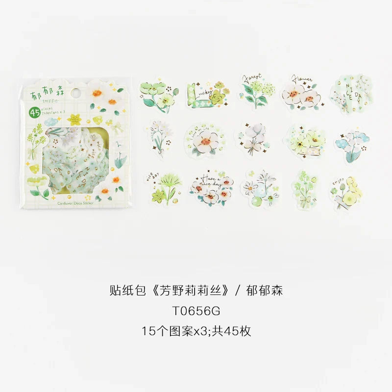 45pcs/lot Garden Story Series Stickers Scrapbooking Decorative Sticker DIY Diary Album Stick Label School Stationery Gift (ONLINE ORDER ONLY)