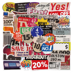 Retro Pop Style Stickers - Aesthetic Waterproof Decals for Laptop, Guitar, Luggage, Phone, Diary (10/30/50pcs) (Online Order Only)