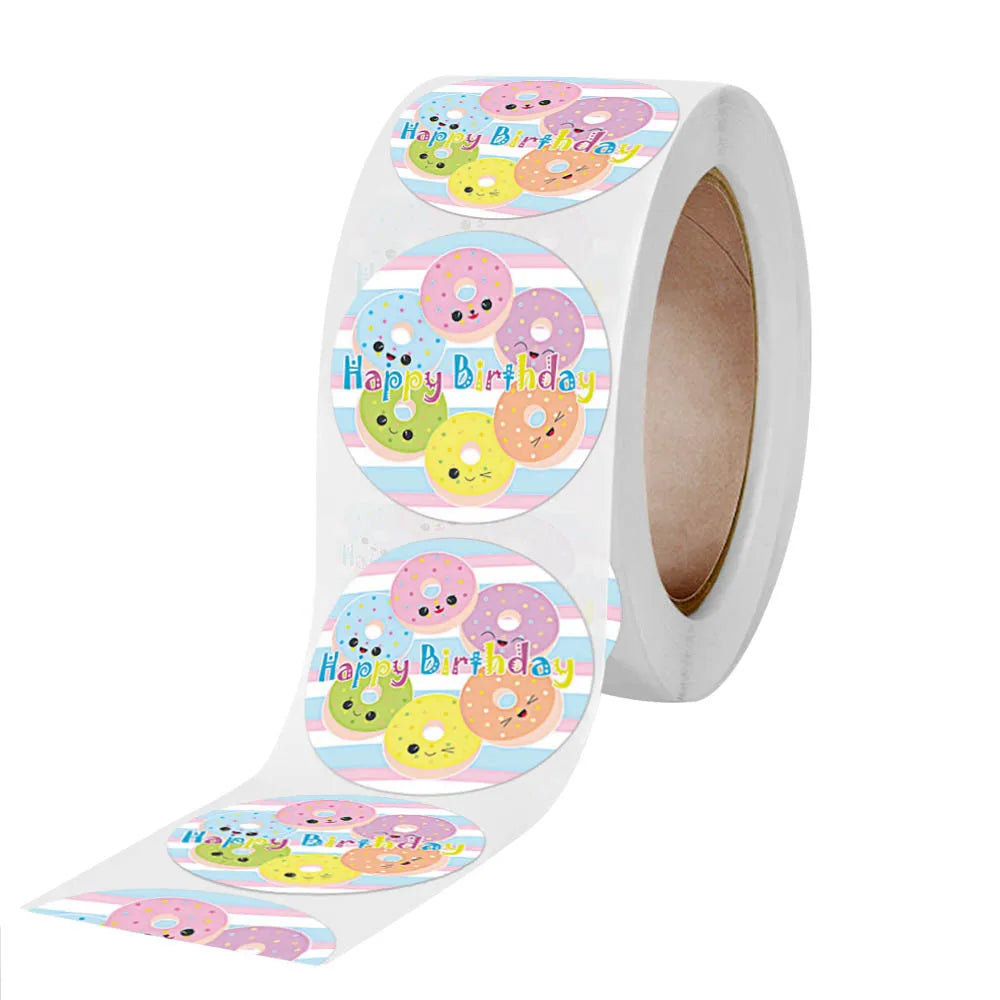 100-500pcs Happy Birthday stickers Gift packaging Sealing Label DIY Party decoration Self-adhestive Handmade Stationery Sticker (ONLINE ORDER ONLY)