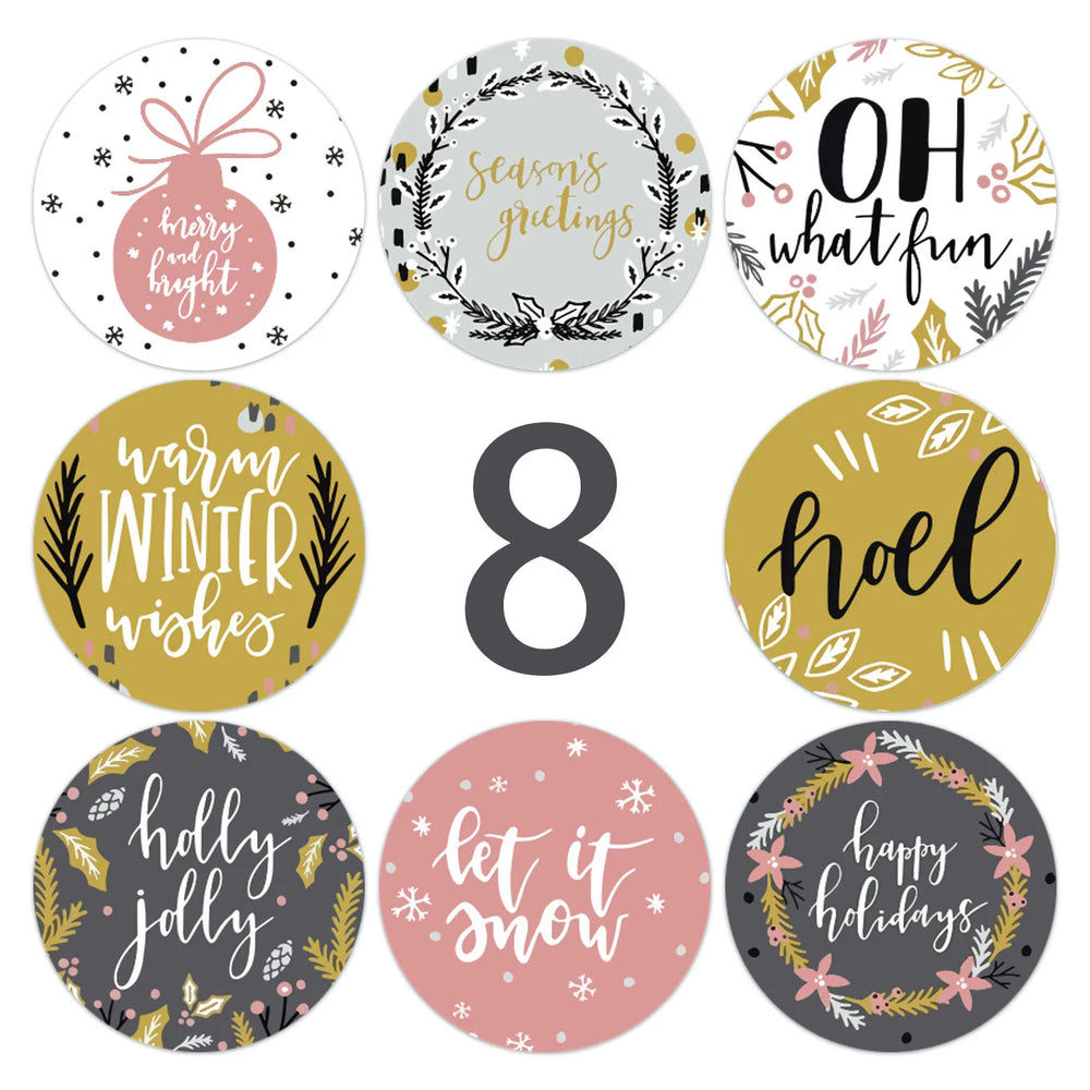 100-500PCS Christmas Snowflake Sticker DIY Baking Sticker Round Adhesive Scrapbooking Christmas stickers (ONLINE ORDER ONLY)