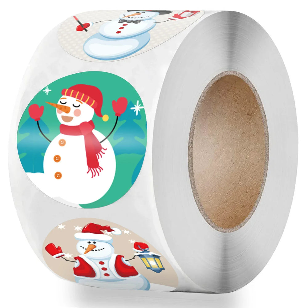 2020 New Christmas Stickers 100-500pcs Christmas Tags/Happy Holidays with 6 snowmen Sticker label (ONLINE ORDER ONLY)