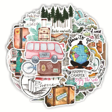 Travel Stickers Waterproof Decal for Laptop Motorcycle Luggage Snowboard Fridge Phone Car (Online Order Only)