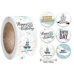 100-500pcs Cute Happy Birthday Sticker Birthday Gift Decoration Label Sealing Balloon Cake Label Packaging Scrapbook Sticker (Online Order Only)