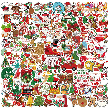 10/50/100PCS Cartoon Cute Santa Claus Christmas Graffiti Stickers Scooter Laptop Guitar Waterproof New Year Decoration Decals (Online Order Only)