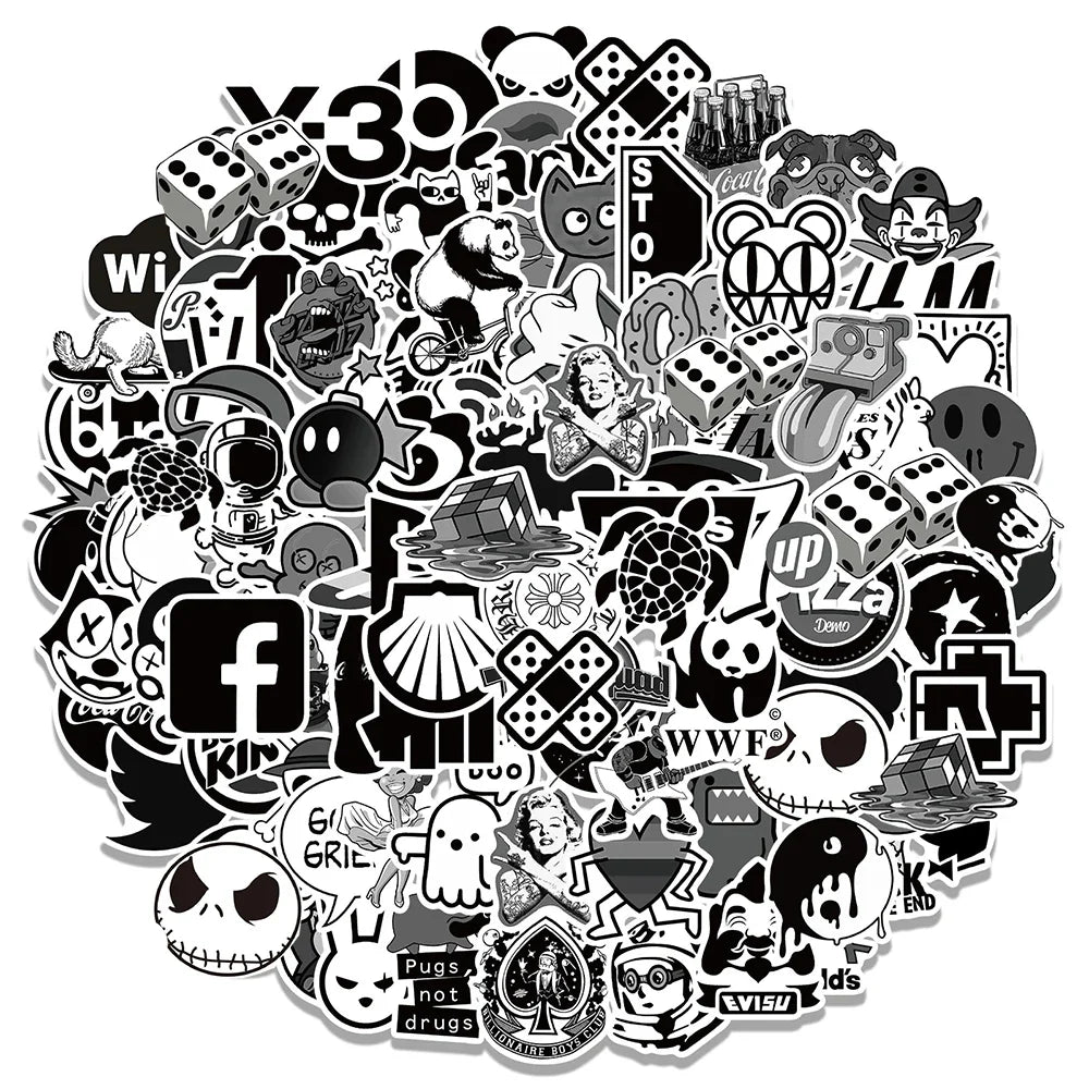 10/30/50/100pcs Cool Fashion Brand Logo Stickers Decals Skateboard Guitar Bike Laptop Motorcycle Luggage Car Waterproof Sticker (ONLINE ORDER ONLY)