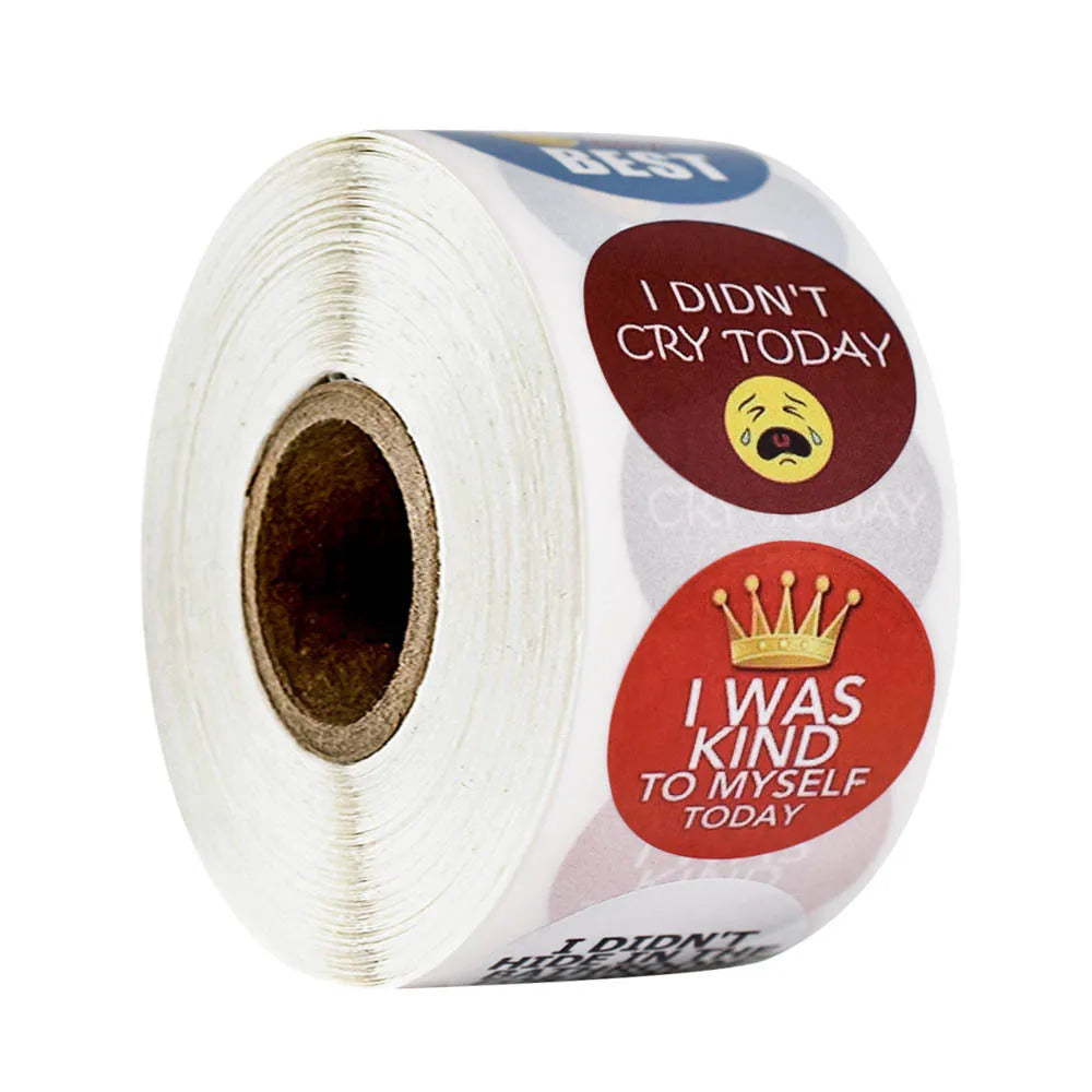 500pcs/roll encourage words Stickers Waterproof funny reward Sticker for Girls Boys Kids Children Gifts "I SHOWED UP" on laptop (ONLINE ORDER ONLY)