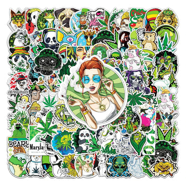 10/30/50/100PCS Funny Leaves Character Smoking Waterproof Stickers Graffiti Decals Motorcycle Laptop Guitar Phone Cool Sticker (ONLINE ORDER ONLY)