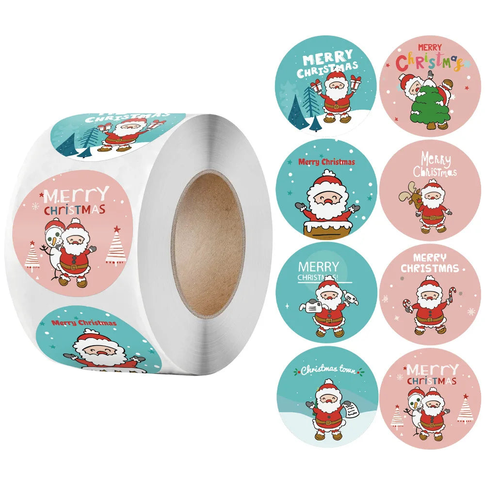 100-500Pcs New 1 Inch Christmas Theme Seal Labels Stickers For DIY Gift Baking Package Envelope Stationery Decoration (ONLINE ORDER ONLY)