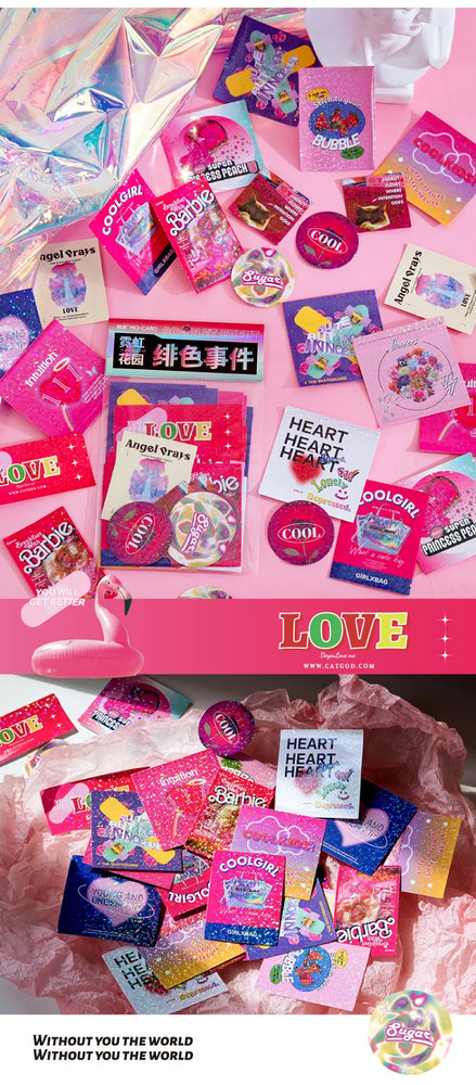 45Pcs/lot Neon Light Garden Series Laser Stickers Girl Scrapbooking Stick Label Diary Album Sticker Personalized Stationery Gift (Online Order Only)