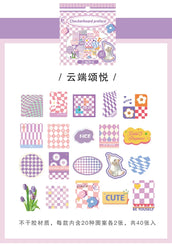 40Pcs Retro Grid Animals Decorative Stickers Scrapbooking Stick Label Diary Album Stickers Kawaii Stationery Cell Phone Stickers (ONLINE ORDER ONLY)