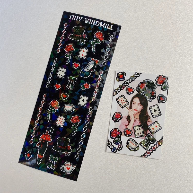 Ins Retro Rose Laser Sticker Scrapbooking Decorative Sticker DIY Diary Album Stick Label Korean Kawaii Stationery (ONLINE ORDER ONLY)