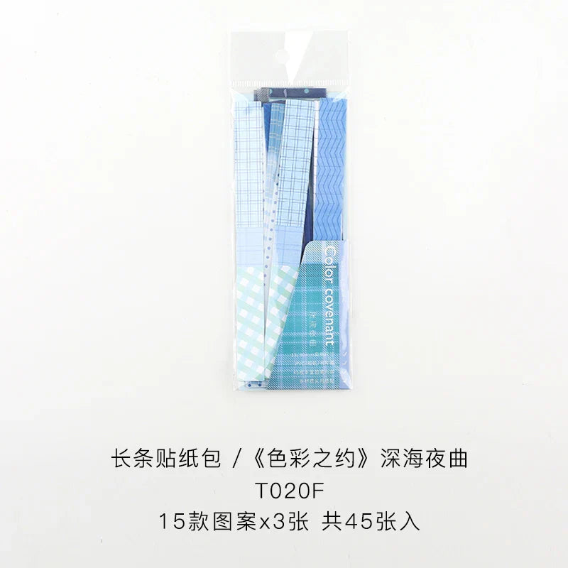 45Pcs/lot Retro Lattice wave point long stickers Scrapbooking Decorative Sticker DIY Diary Album Stick Label Kawaii Stationery (ONLINE ORDER ONLY)