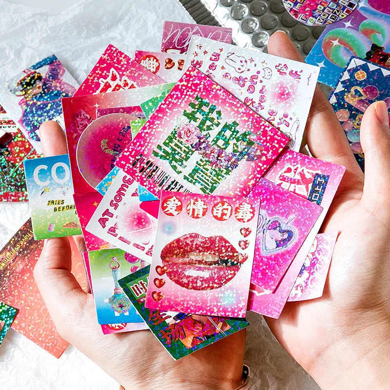 45Pcs/lot Neon Light Garden Series Laser Stickers Girl Scrapbooking Stick Label Diary Album Sticker Personalized Stationery Gift (Online Order Only)