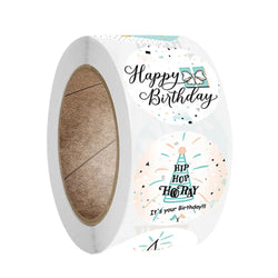50-500pcs Round Happy Birthday Handmad Sticker Sealing Sticker Vintage DIY Gift Stickersdhesive Christmas Sticker Stationery (ONLINE ORDER ONLY)