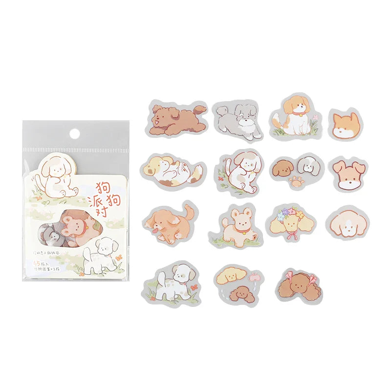 45pcs/pack Cute Flower Ribbon Decorative Stationery Stickers kawaii dog Scrapbooking DIY Diary Album Stick Lable (Online Order Only)