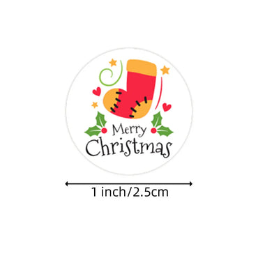 100-500Pcs Merry Christmas Socks Tree Label Stickers for Gift Card Package Wrapping Festival Party Baking Small Business 1 Inch (ONLINE ORDER ONLY)