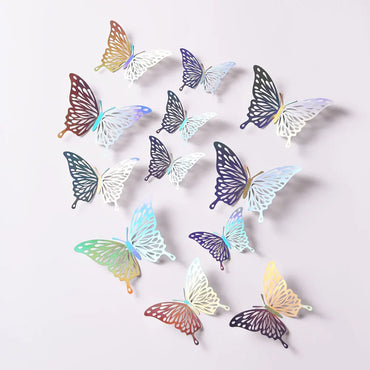 12 Colorful 3D Silver Butterfly Wall Stickers Home Decor (ONLINE ORDER ONLY)