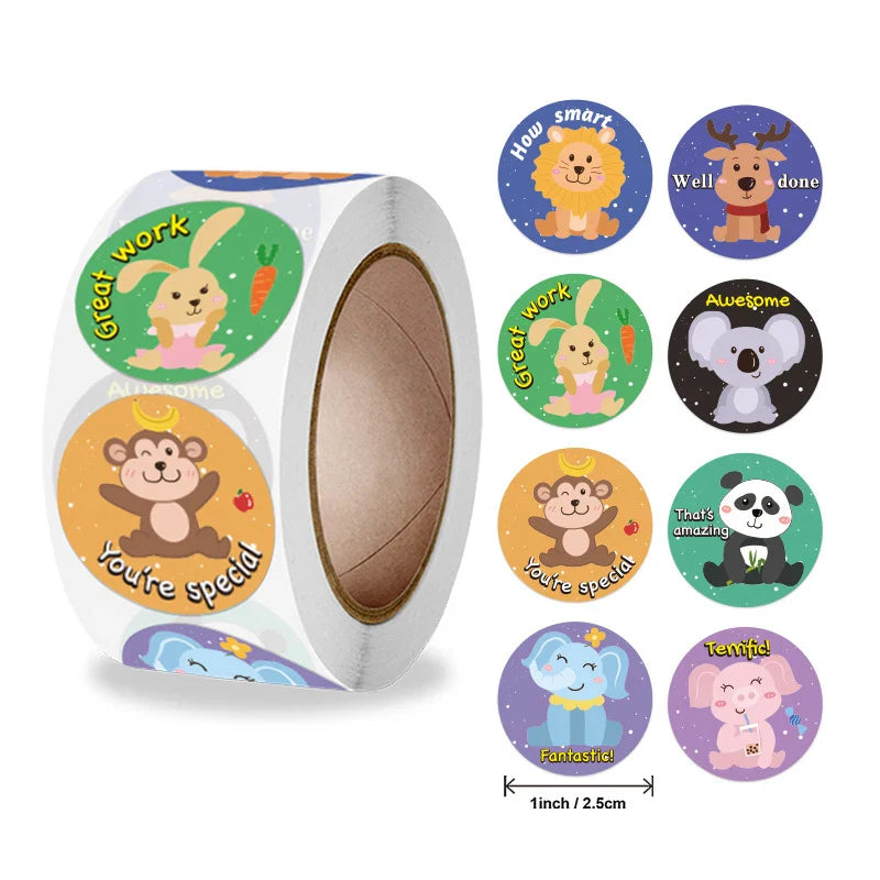100-500pcs Cute Animal Thank You Stickers For Your Order Small Business Packaging,Birthday,Party Favors Merry Christmas,Wedding (ONLINE ORDER ONLY)