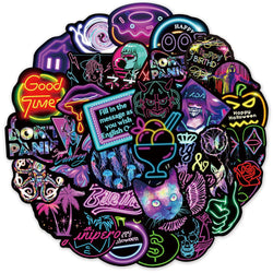 Neon Anime Graffiti Stickers Waterproof Decals for Laptop, Luggage, Guitar, Snowboard (Online Order Only)
