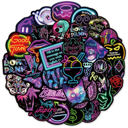 Neon Anime Graffiti Stickers Waterproof Decals for Laptop, Luggage, Guitar, Snowboard (Online Order Only)