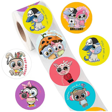 100-500PCS Cartoon Reward Sticker 8 Style Pattern Toys Label School Teacher Reward Stickers Animals Cartoon Scrapbook Decoration (Online Order Only)
