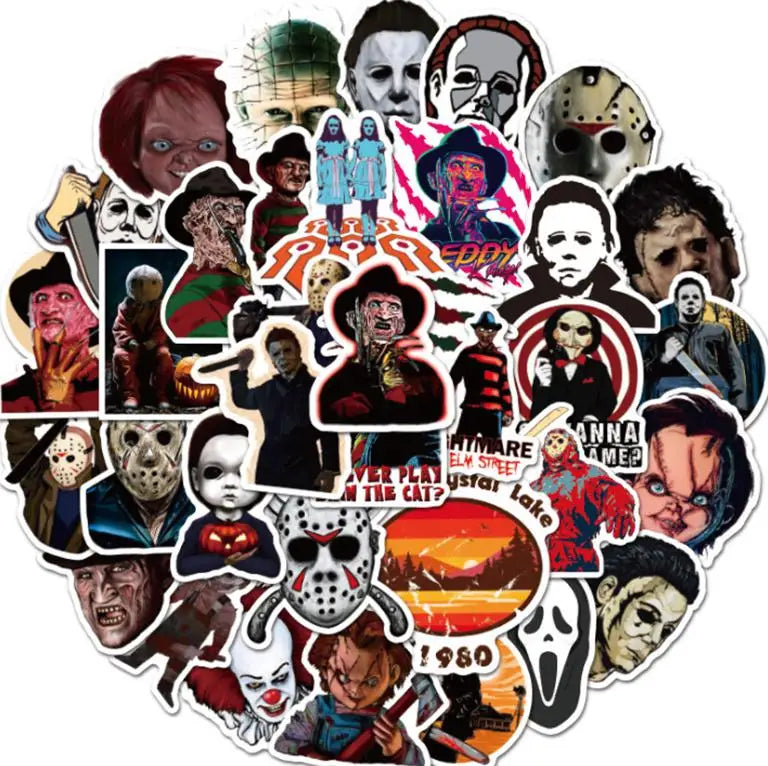 10/30/50pcs   Halloween Themed Horror Characters  Graffiti Waterproof Skateboard Travel Suitcase Phone Laptop Luggage Stickers (Online Order Only)
