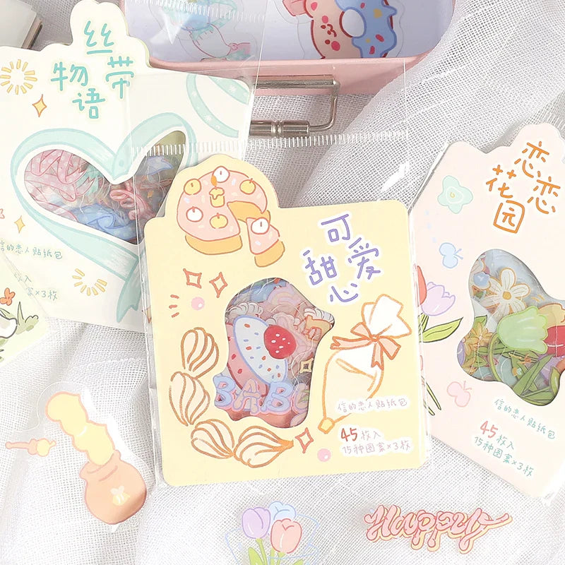 45pcs/pack Cute Flower Ribbon Decorative Stationery Stickers kawaii dog Scrapbooking DIY Diary Album Stick Lable (Online Order Only)